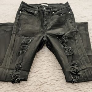 Good American Black Ripped Coated Skinny Jeans
